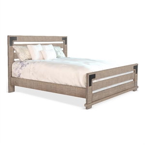 Pemberly Row Contemporary Mahogany Wood Queen Bed in Light Brown