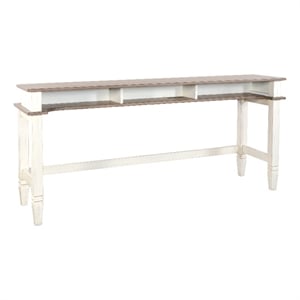 Pemberly Row Farmhouse Mahogany Console Table in Off White/Light Brown