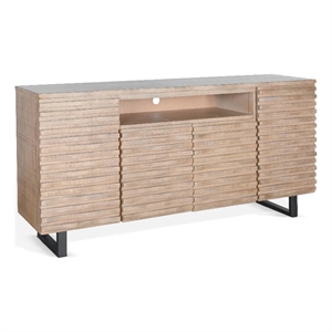 Pemberly Row Modern Mahogany Media Console Server in Light Brown