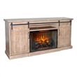 Pemberly Row Mahogany TV Console with Fireplace Option in Light Brown