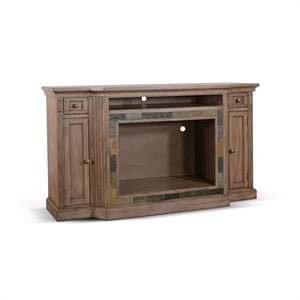 Pemberly Row Traditional Mahogany Wood TV Console in Buckskin/Brown