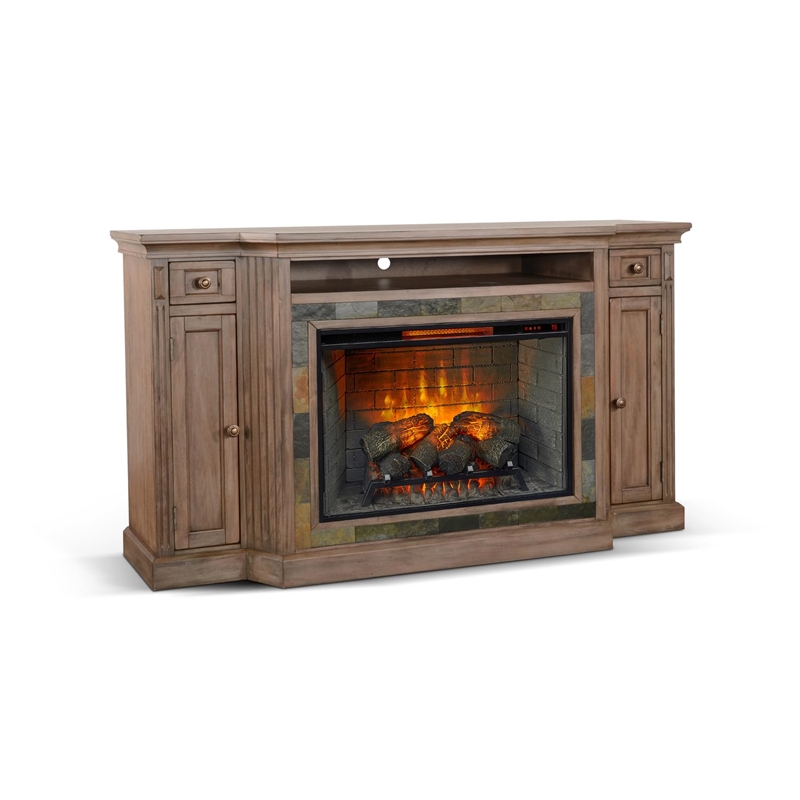 Pemberly Row Traditional Mahogany Wood TV Console in Buckskin/Brown