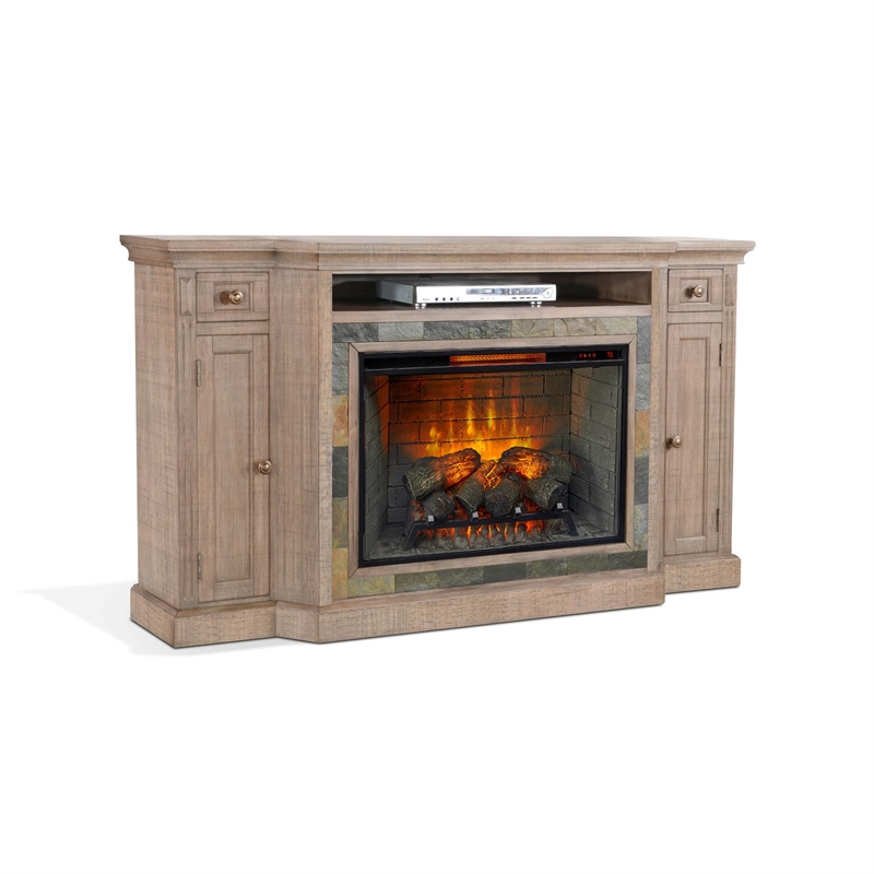 Pemberly Row Traditional Mahogany TV Console in Desert Rock/Light Brown