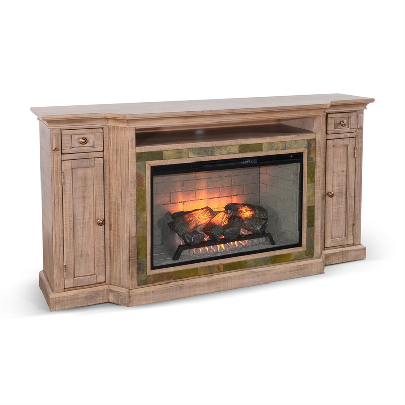 Pemberly Row Traditional Mahogany TV Console in Desert Rock/Light Brown