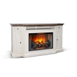 Pemberly Row Traditional Mahogany TV Console in Marble White/Buckskin