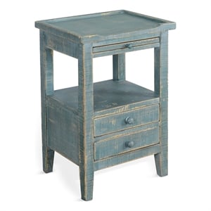 Pemberly Row Traditional Sea Grass Solid Wood and Veneers Side Table