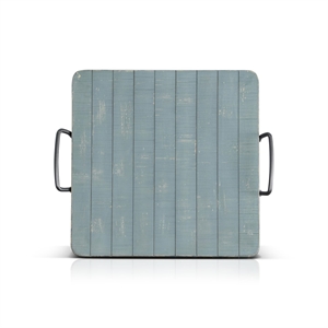 Pemberly Row Solid Wood Traditional Sea Grass Wood Ottoman Tray