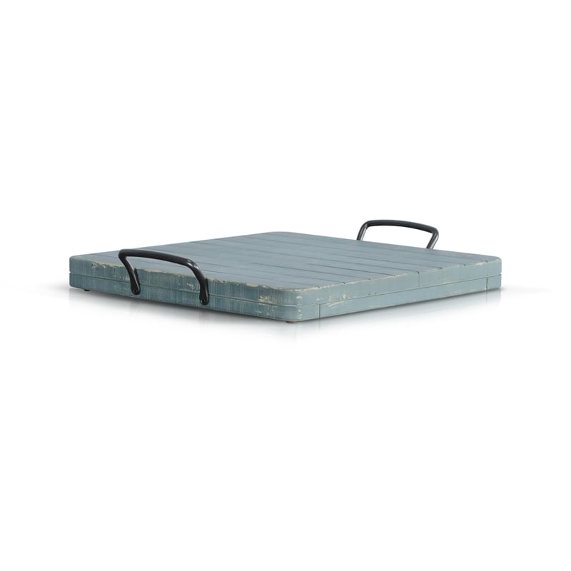Pemberly Row Solid Wood Traditional Sea Grass Wood Ottoman Tray