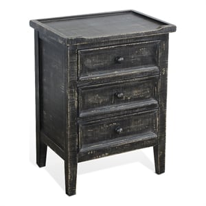 Pemberly Row Solid Wood Traditional Black Sand Wood End Table