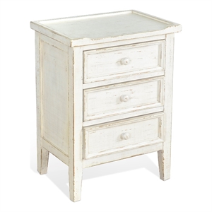Pemberly Row Solid Wood Traditional White Sand Wood End Table