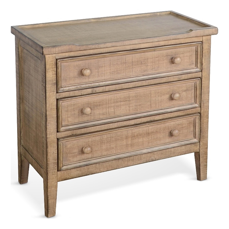 Pemberly Row Solid Wood Traditional Oak Beach Pebble Wood End Table