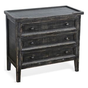 Pemberly Row Solid Wood Traditional Black Sand Wood End Table