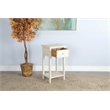 Pemberly Row Traditional White Sand Wood Side Table with Drawer