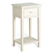 Pemberly Row Traditional White Sand Wood Side Table with Drawer