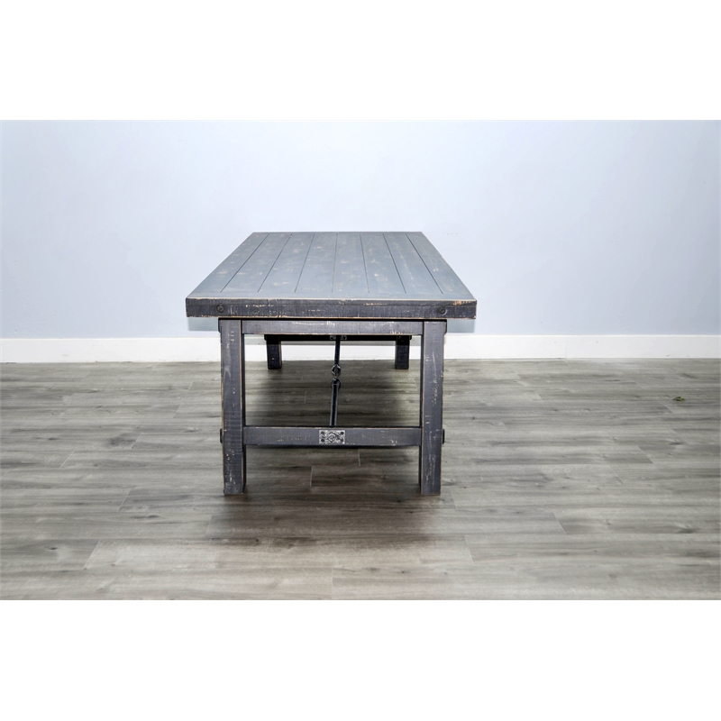 Pemberly Row Solid Wood Traditional Black Sand Finish Dining Table
