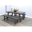 Pemberly Row Solid Wood Traditional Black Sand Finish Dining Table