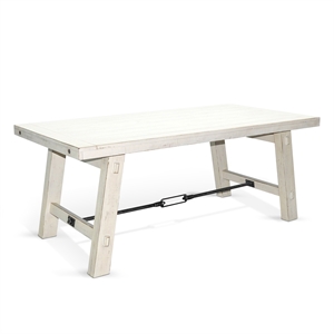 Pemberly Row Solid Wood Traditional White Sand Finish Dining Table