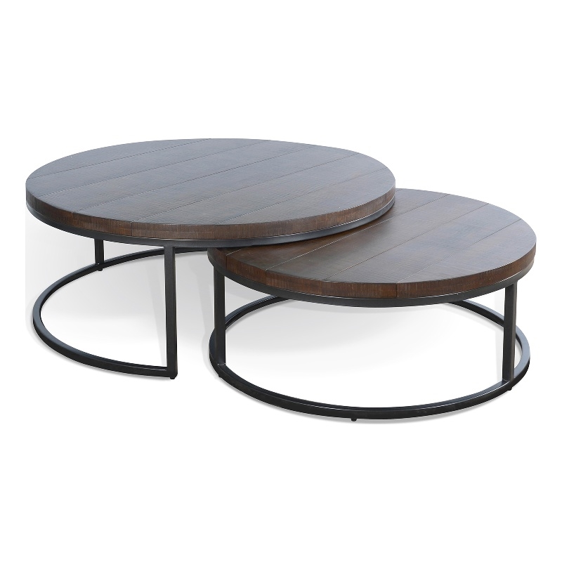 Pemberly Row Solid Wood Traditional Round Nesting Coffee Table Set