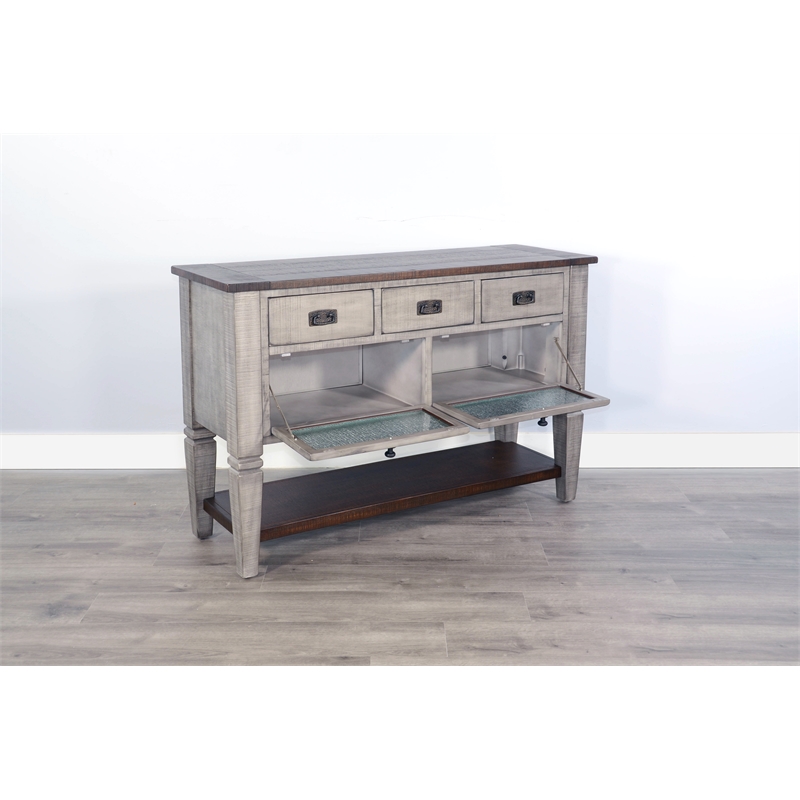 Pemberly Row Solid Wood Traditional Alpine Grey Finish Wood Server