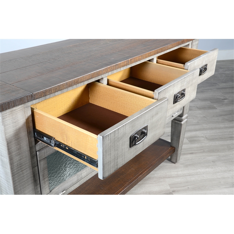 Pemberly Row Solid Wood Traditional Alpine Grey Finish Wood Server