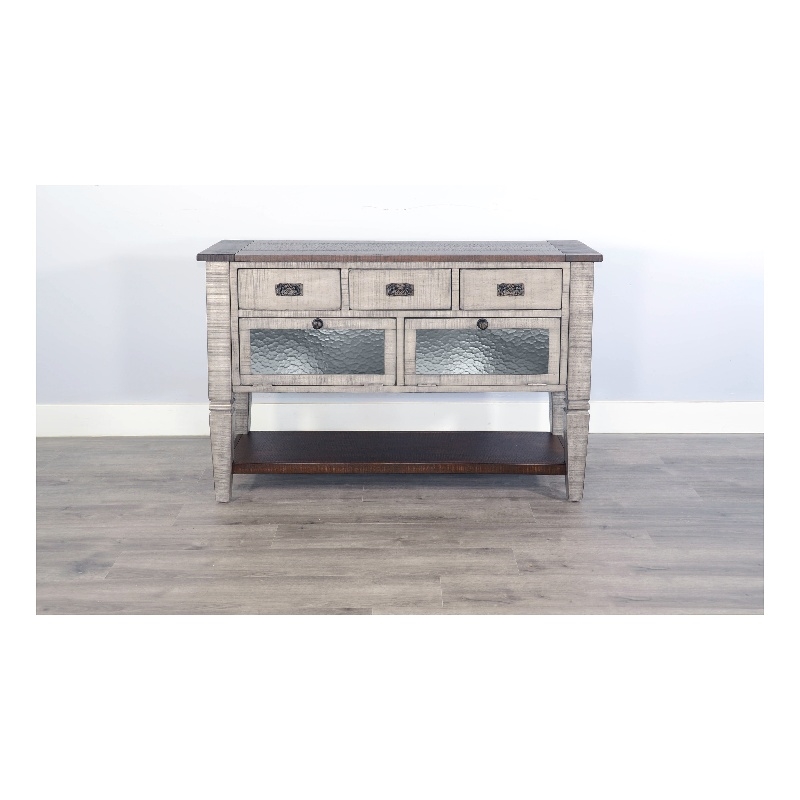 Pemberly Row Solid Wood Traditional Alpine Grey Finish Wood Server