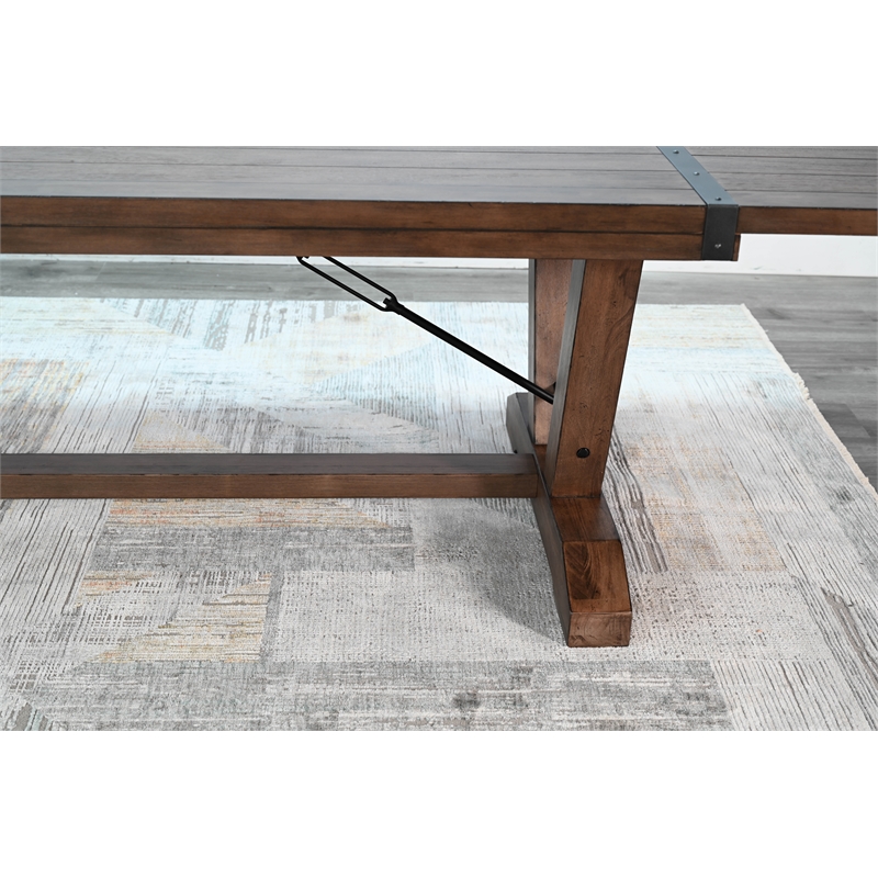 Pemberly Row Solid Wood Farmhouse Extension Table with Folding Leaves