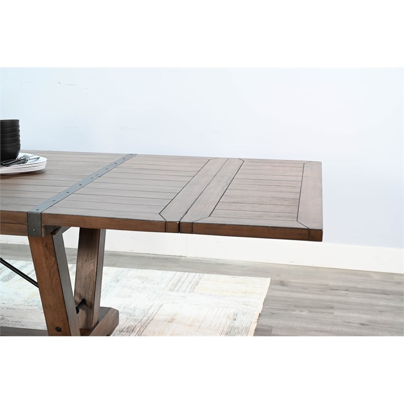 Pemberly Row Solid Wood Farmhouse Extension Table with Folding Leaves