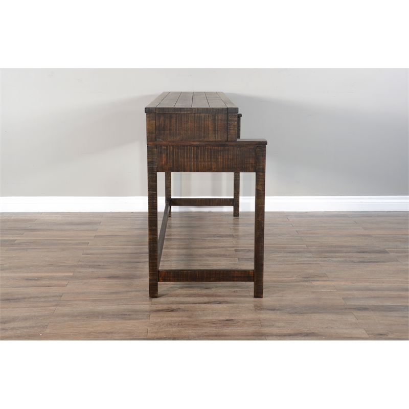 Pemberly Row Traditional Tobacco Leaf Console Table with USB Power Pack