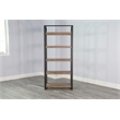 Pemberly Row Mid-Century Metal Frame Bookcase in Natural Finish