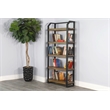 Pemberly Row Mid-Century Metal Frame Bookcase in Natural Finish