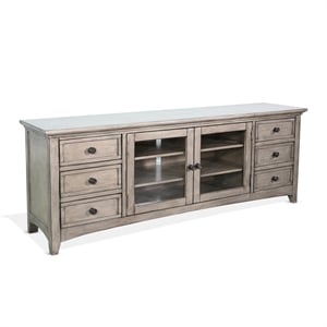 Pemberly Row Contemporary Wood 72&quot Media Console in Gray Finish