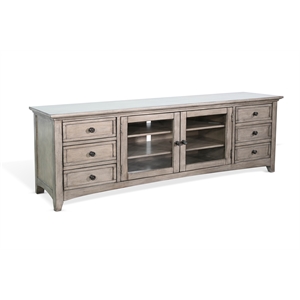 Pemberly Row Contemporary Wood 82&quot Media Console in Gray Finish