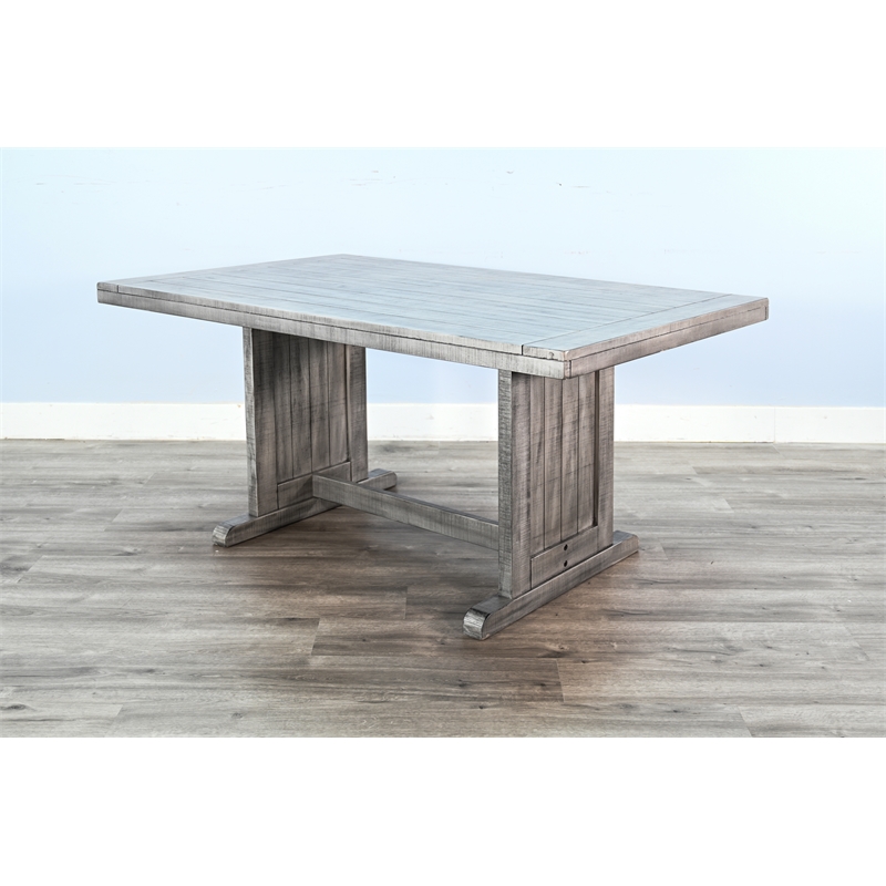 Pemberly Row Contemporary Wood Rectangular Dining Table in Gray Finish