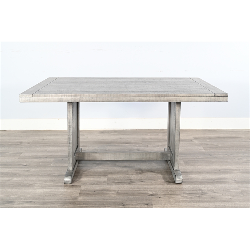Pemberly Row Contemporary Wood Rectangular Dining Table in Gray Finish