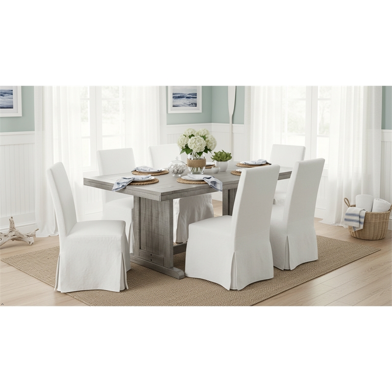 Pemberly Row Contemporary Wood Rectangular Dining Table in Gray Finish