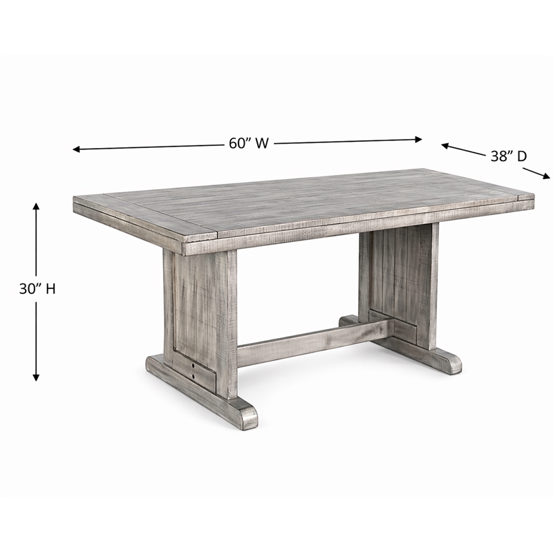 Pemberly Row Contemporary Wood Rectangular Dining Table in Gray Finish