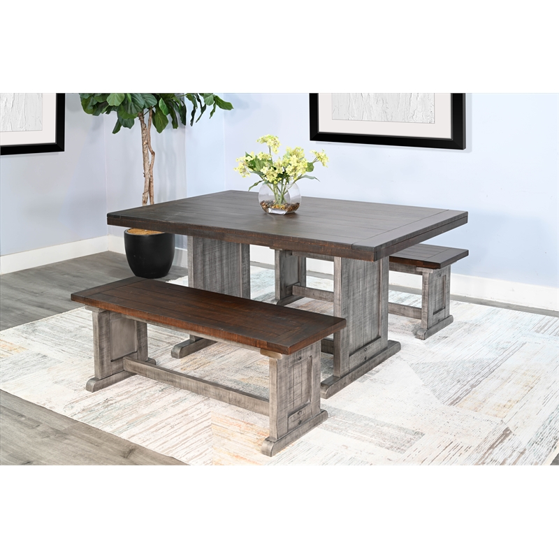 Pemberly Row Contemporary Wood Rectangular Dining Table in Gray Finish