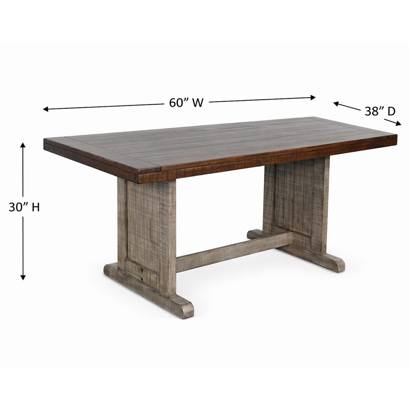 Pemberly Row Contemporary Wood Rectangular Dining Table in Gray Finish
