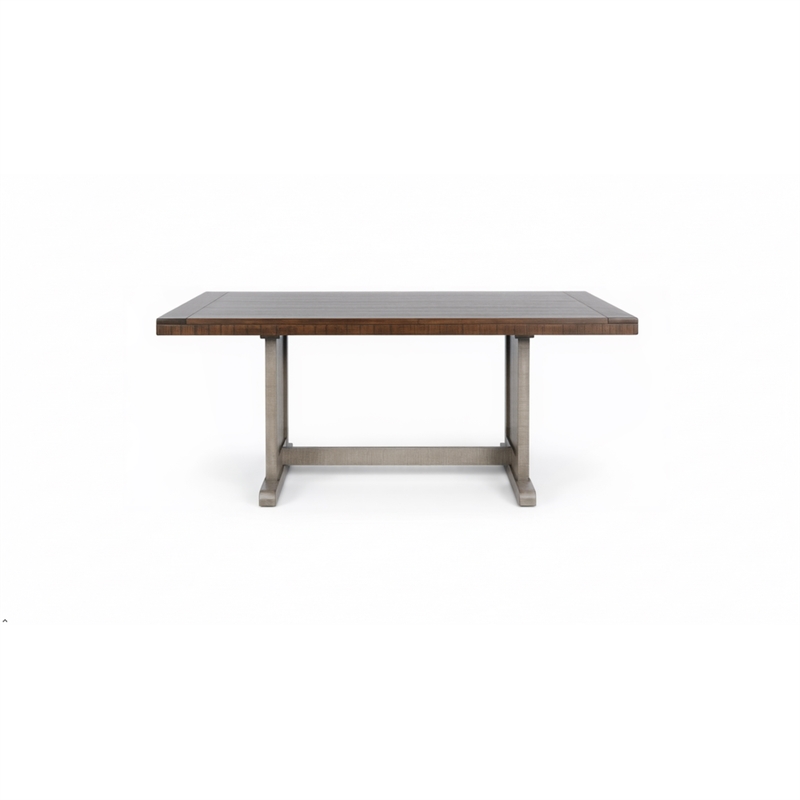 Pemberly Row Contemporary Wood Rectangular Dining Table in Gray Finish