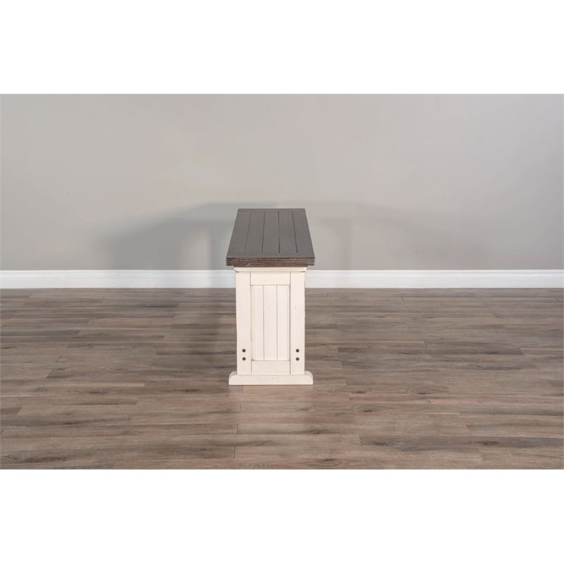 Pemberly Row Farmhouse Solid Wood Dining Bench in Brown/White