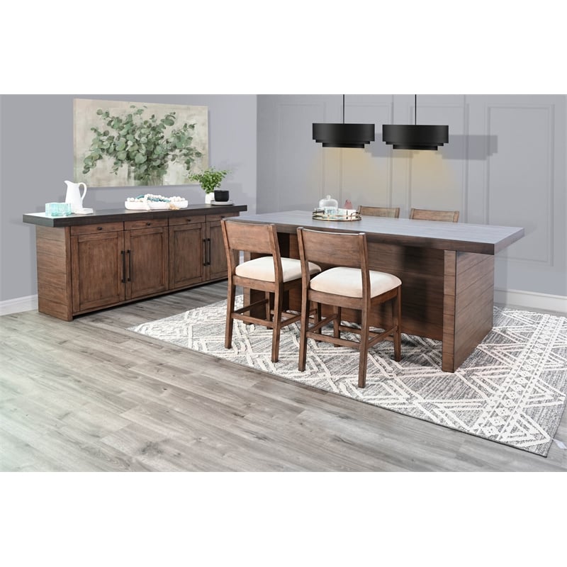 Pemberly Row Brown Finish Contemporary Wood Counter Dining Table
