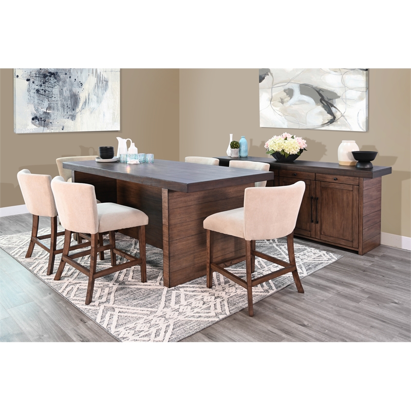 Pemberly Row Brown Finish Contemporary Wood Counter Dining Table