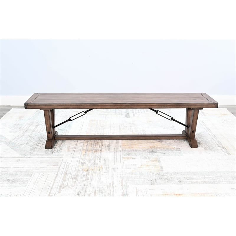 Pemberly Row Contemporary Wood Dining Bench with Turnbuckles