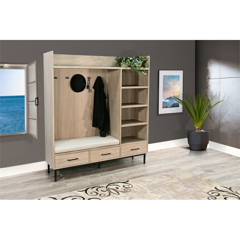 Pemberly Row Modern / Contemporary Wood Hall Tree in Wheat Finish