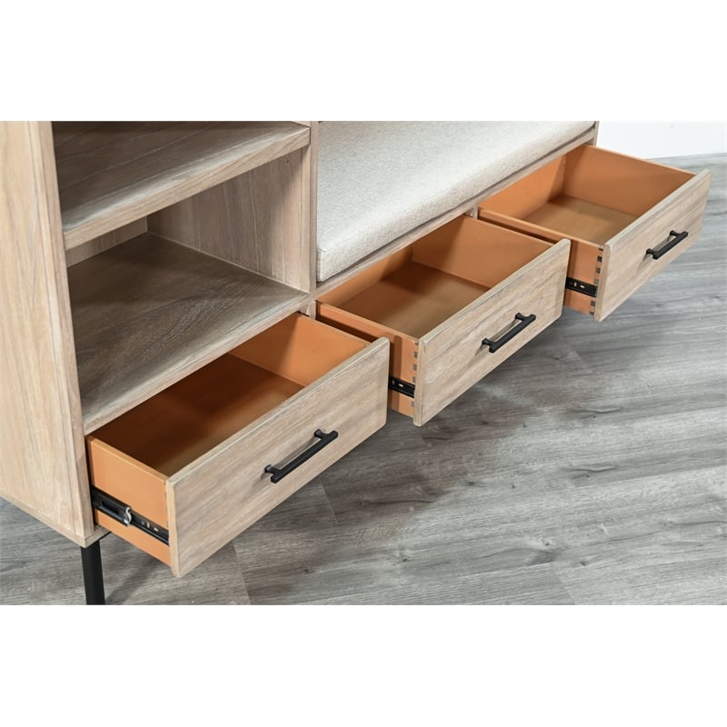 Pemberly Row Modern / Contemporary Wood Hall Tree in Wheat Finish
