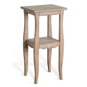 Pemberly Row Natural Contemporary Wood Beach Pebble End Table