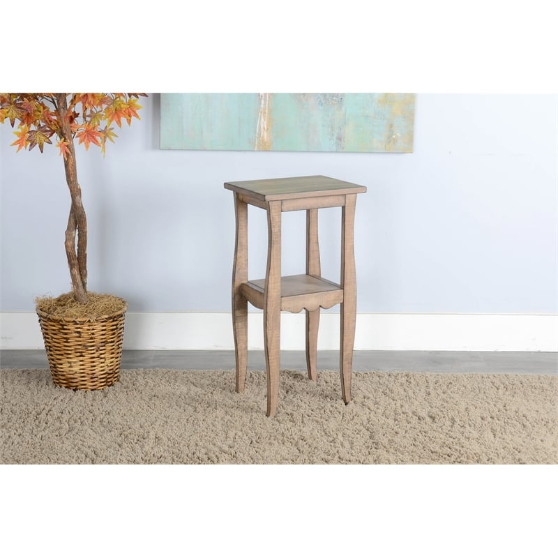 Pemberly Row Natural Contemporary Wood Beach Pebble End Table