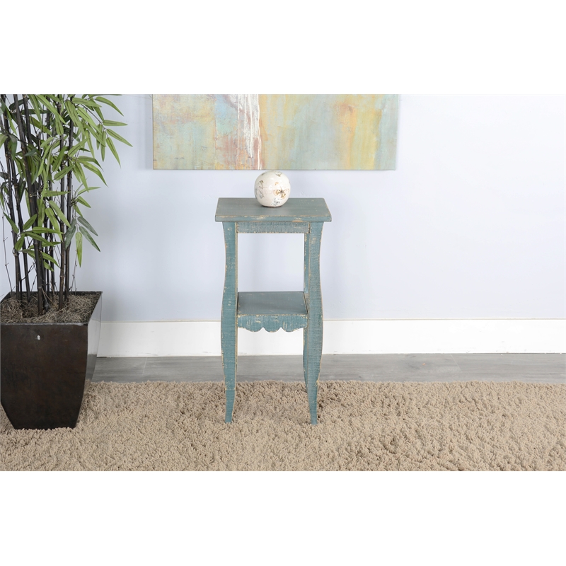 Pemberly Row Contemporary Wood Sea Grass Green Finish End Table