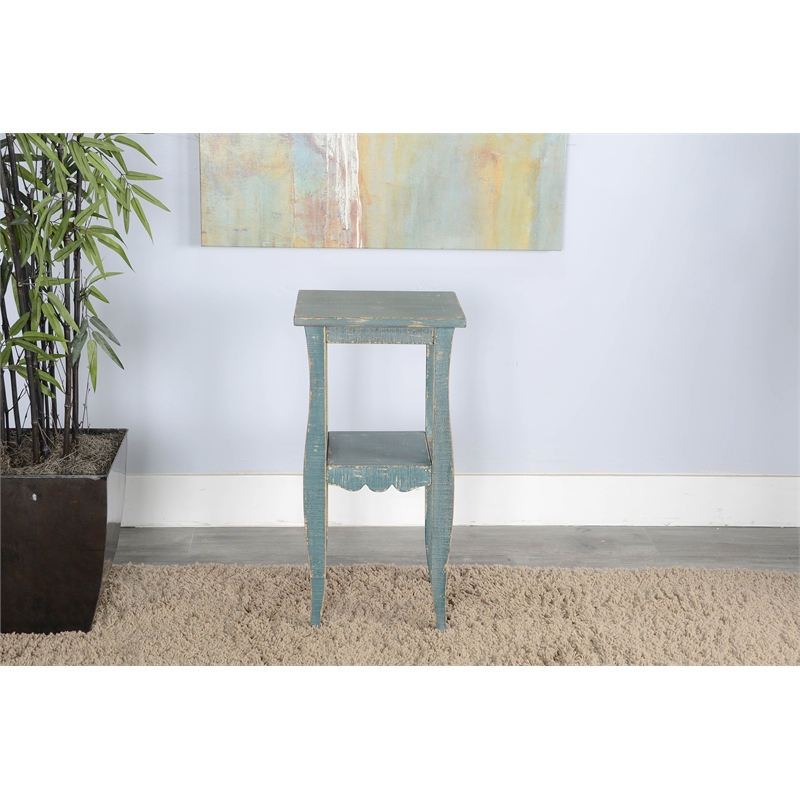 Pemberly Row Contemporary Wood Sea Grass Green Finish End Table