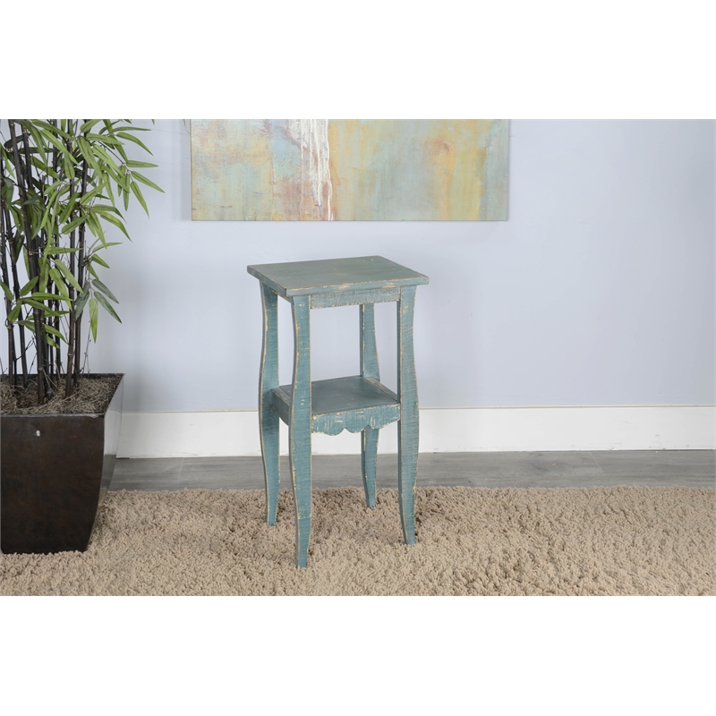 Pemberly Row Contemporary Wood Sea Grass Green Finish End Table